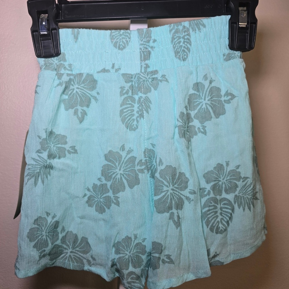 Levi's Girls Aqua Floral Two Piece Set Top and Shorts Tropical Outfit sz 4XS - Picture 6 of 6